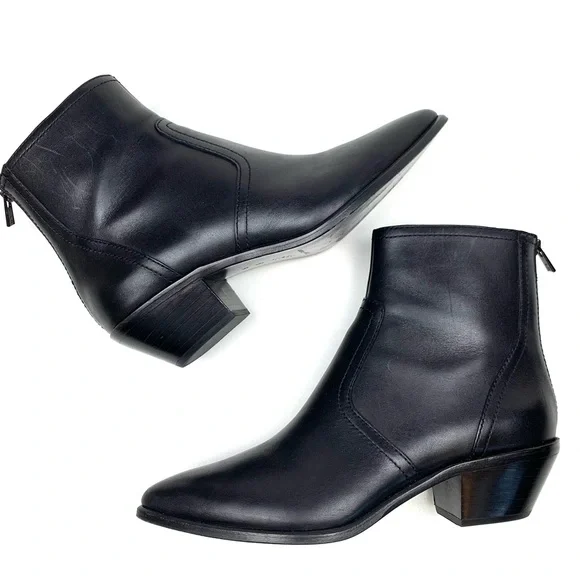 Loeffler Randall Joni Black Ankle Boots Western Bootie Pointed Toe